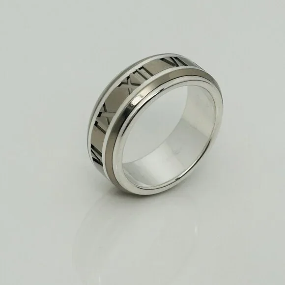 Size 13 RARE Tiffany Atlas Ring in Silver and Titanium Mens Unisex